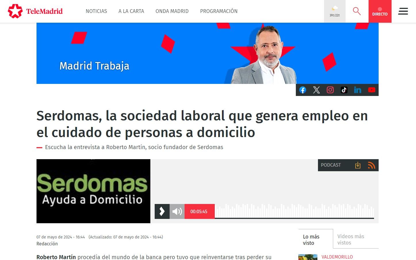 Serdomas intervención en Telemadrid